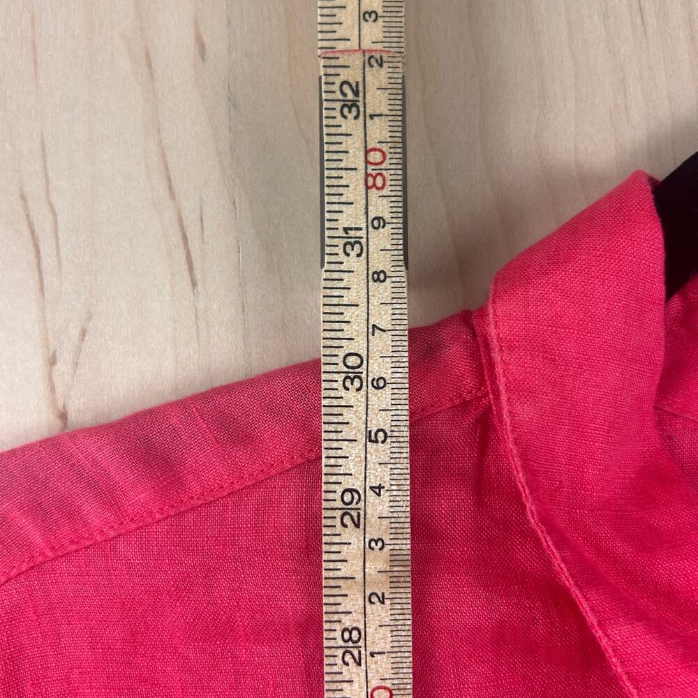 J.Jill Linen Button Front Shirt Pink Coral L Tall Long Sleeve Shell Buttons - Picture 7 of 10